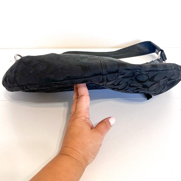 Coach Jacquard Canvas Patent Leather Soho Pleated Signature Hobo Bag F13741 - Picture 7 of 12